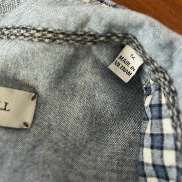 James Campbell Pearl Snap Navy Plaid Flannel Shirt - Medium- Western Outdoor - Picture 7 of 10